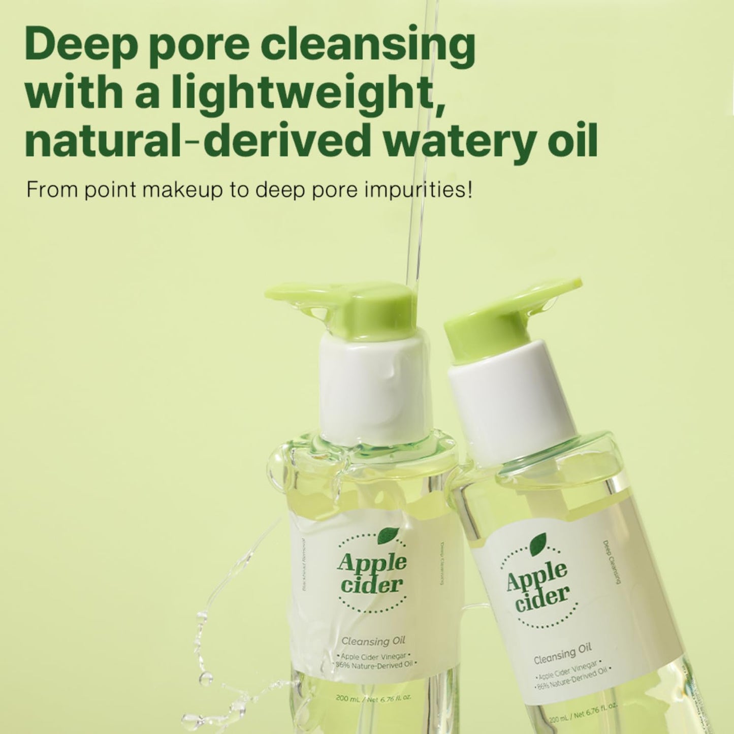 Ariul Apple Cider Deep Cleansing Oil (200ml) Korean Lightweight, Watery Face Cleansing Oil With Apple Cider Vinegar, Makeup Remover, Deep Pore Cleanser, Hydrating Facial Cleanser