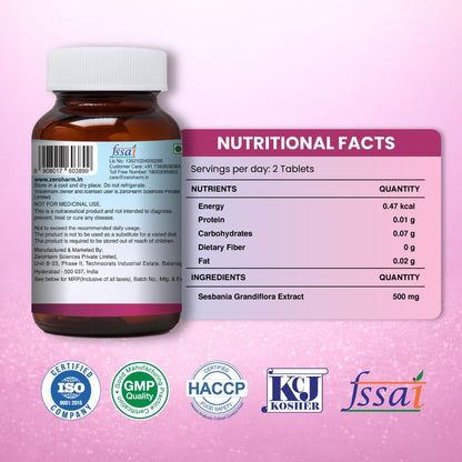 ZEROHARM Biotin Tablets for Hair Growth - 10000 mcg Vitamin B7 - Plant-Based Supplement Supports Hair Growth, Skin Hydration & Nail Strength For Men & Women - Sesbania Grandiflora - 60 Tablets