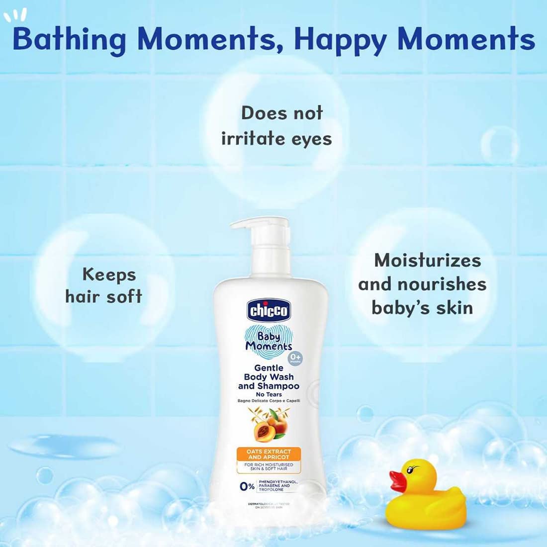 Chicco Baby Moments Gentle Body Wash And Shampoo For Rich Moisturised Skin & Soft Hair 500ml