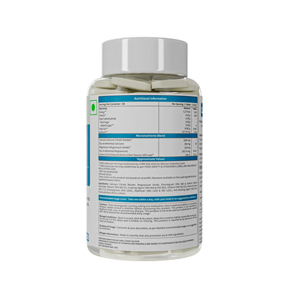 Neuherbs Calcium - 60 Tablets | True Calcium Supplement 1000mg For Men & Women | With Vitamin D3 & Magnesium | Support Bone, Joint & Muscle Health