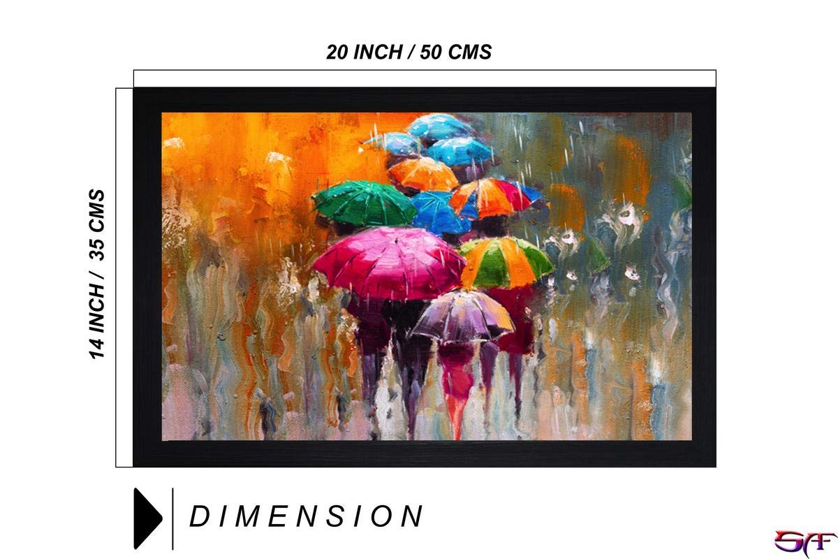 Synthetic UV Textured Figures, Abstract Theme Single Painting (35 cm x 50 cm x 3 cm, Multicolor)