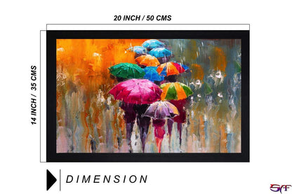 Synthetic UV Textured Figures, Abstract Theme Single Painting (35 cm x 50 cm x 3 cm, Multicolor)