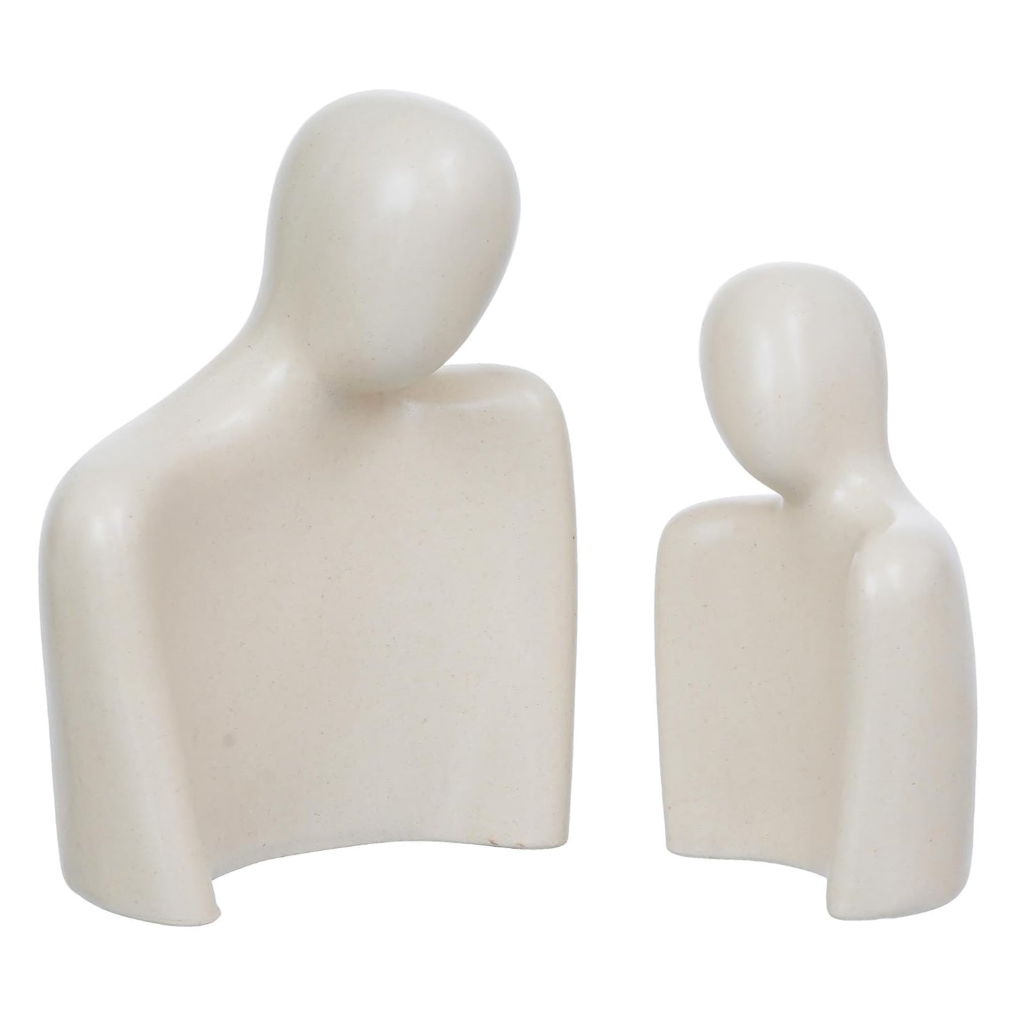 eCraftIndia Set of 2 White Ceramic Handcrafted Couple Statue Sculpture Figurines Home Decor Items Showpiece for Living Room Bedroom Table Shelf TV Unit | Gift for Wedding Anniversary Valentines Day