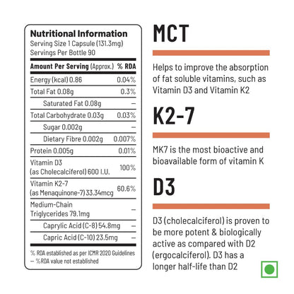Zephivo Unived D3+K2 (MK-7) | Vegan Vitamin D3 & Vitamin K2-7 (MenaquinGold) | Immunity, Heart, Muscle, & Bone Health | Plant-Based & Natural | 90 Vegan Capsules
