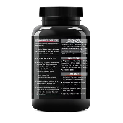 MuscleBlaze L-Arginine (90 Capsules) | Supports Nitric Oxide Production