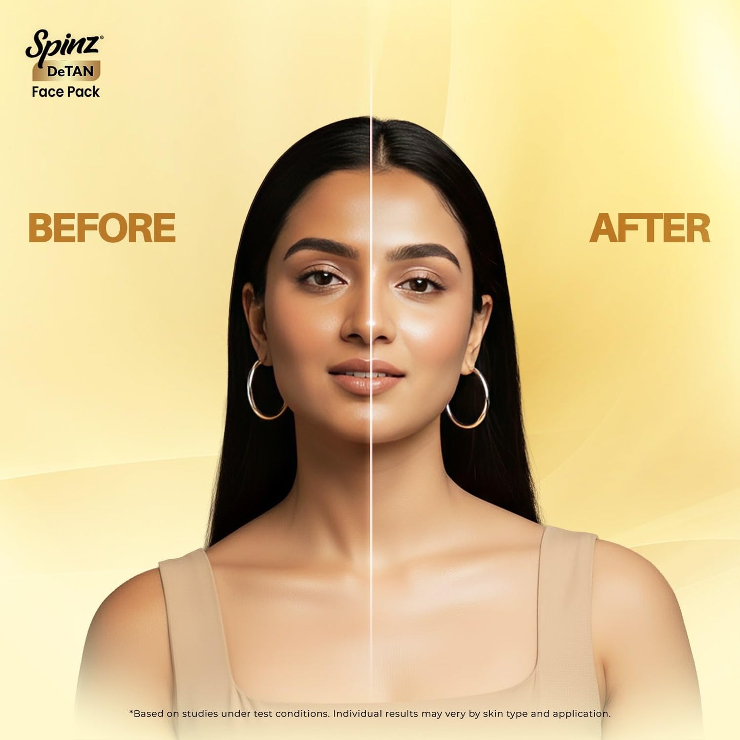 Spinz DeTan Face Pack with Besan, Honey & Kojic Acid | Tan Removal cream for Brightening & Glow | Salon-like Glow in 15 mins | 100gm