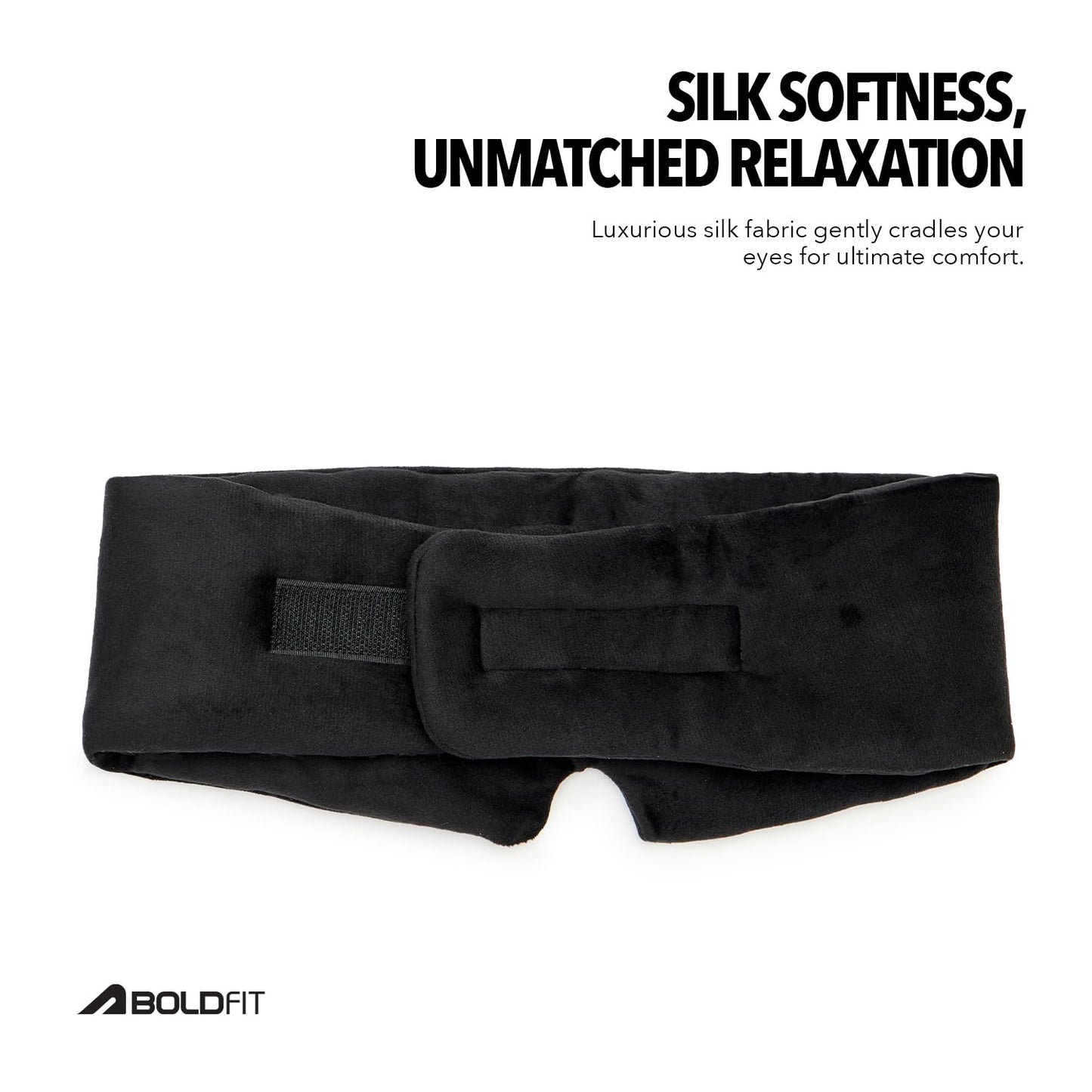 Boldfit Silk Eye Mask For Sleeping Men Adjustable Super Soft Eye Mask For Comfortable Sleep Travelling Sleeping Mask Sleep Mask Pad Large -Black
