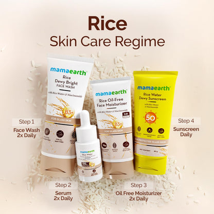 Mamaearth Rice Water Dewy Active Serum with 10% Niacinamide, Rice Water & Hyaluronic Acid - 10 ml | For Glass Skin | Gives Dewy Finish | Brightens Skin | Suits All Skin Types