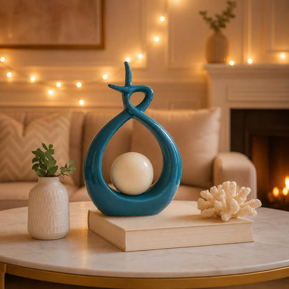 Xtore Beautiful Ceramic Spiral Design Statue for Home Decoration (Pack of 1, Sky)