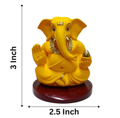 Handcrafted Poly Resin Ganesha Statue with Base - Perfect for Car Dashboard, Office Desk, Shelves, and Home Decor - Ideal Housewarming Gift! (MANGOTERRACOTTAAPPUMDF)