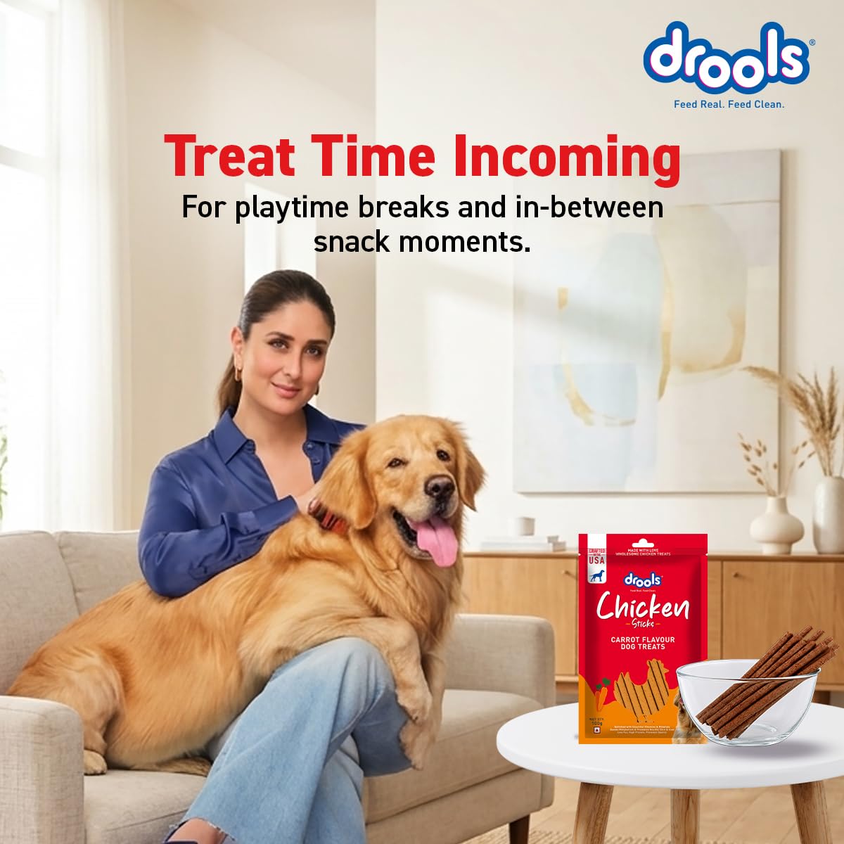 Drools Puppy & Adult Dog Treats Sticks 100g | Chicken Carrot Flavour | Rich in Protein | No Artificial Preservatives | Best for Training & Bonding | Formulated in USA | Premium Treats