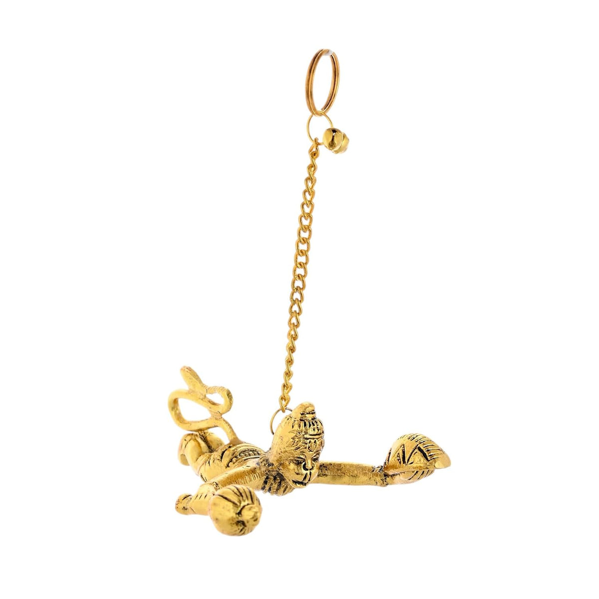 Metal Flying Hanuman for Car Door Window Hanging, Metal Hanuman Ji Idol for Car Dashboard Hanging (5 Inches Height, Golden)