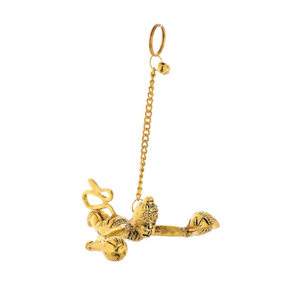 Metal Flying Hanuman for Car Door Window Hanging, Metal Hanuman Ji Idol for Car Dashboard Hanging (5 Inches Height, Golden)