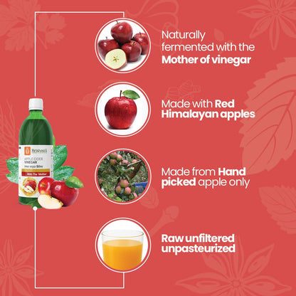 Krishna's Apple Cider Vinegar With Raw Unfiltered ACV With Mother, Unpasteurized for For Weight Management Routine & Active Lifestyle - 1000 ml (Pack of 1)