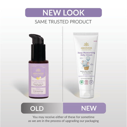 AreoVeda Deep Moisturising Baby Cream (50gm) | 72Hrs Hydration | Suitable for Baby's Dry Skin | With Shea Butter & Saffron Extract | Non-Sticky | For 0-5 Years | Ecocert Certified, EWG Verified