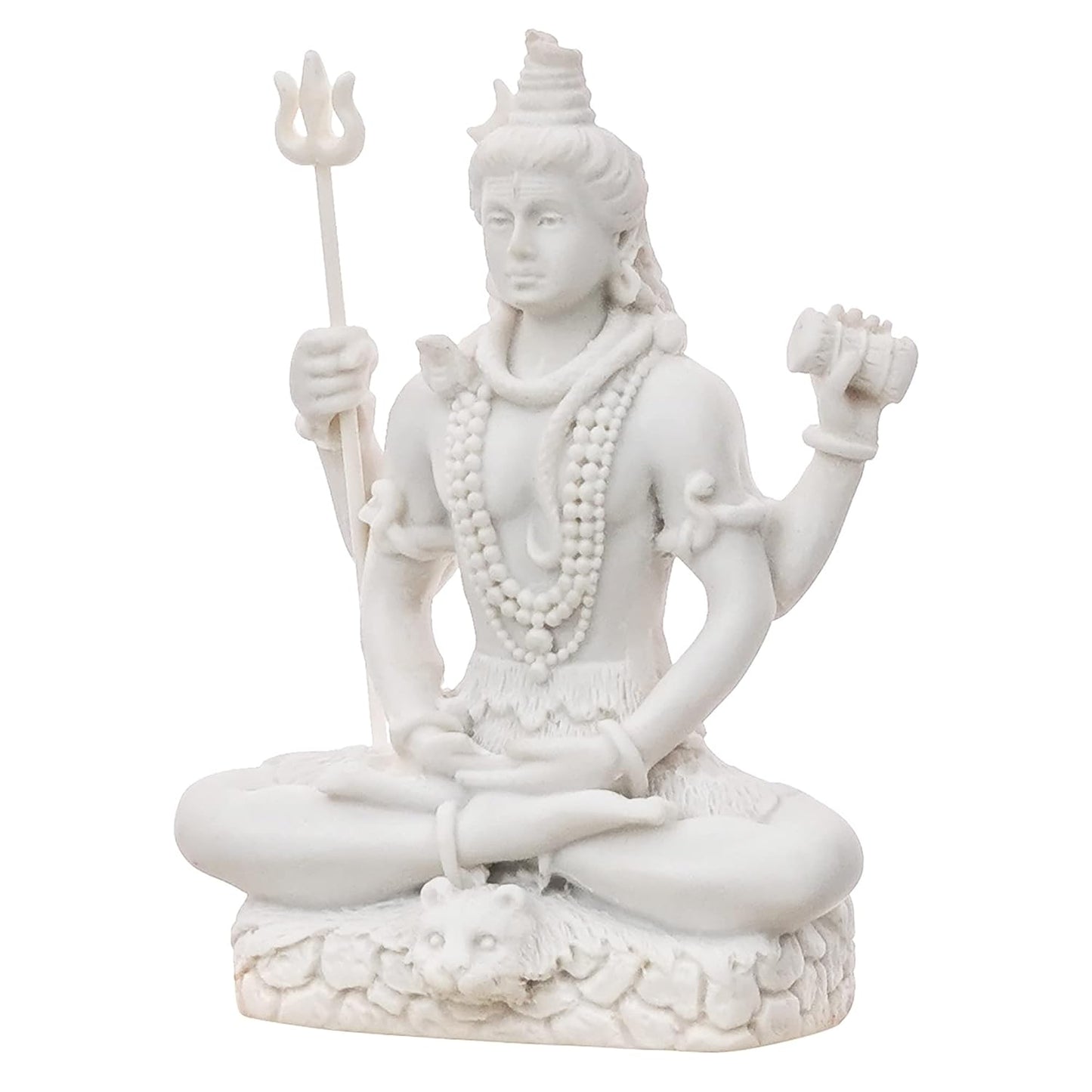 eCraftIndia White Resin Meditating Lord Shiva Statue | Lord Shiva Idol for Home Decor Pooja Room Office Car Dashboard | Shiv Murti | Shiv Idol Gift for Diwali Housewarming Maha Shivratri Birthday