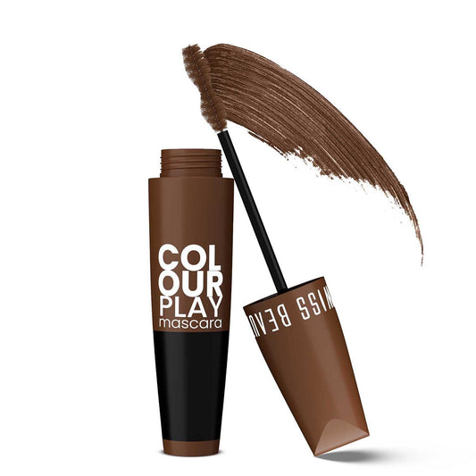 Swiss Beauty Waterproof Volumizing Colour Play Mascara | With Jojoba oil and Vitamin B5 | 6ml, Shade- Brown