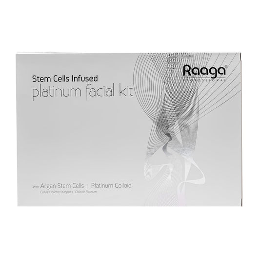 Raaga Professional Stem Cells Infused Platinum 6 Step Facial Kit | Platinum Colloid, Argan Stem Cells | Restores Skin's Moisture | All Skin Types (61 gm)