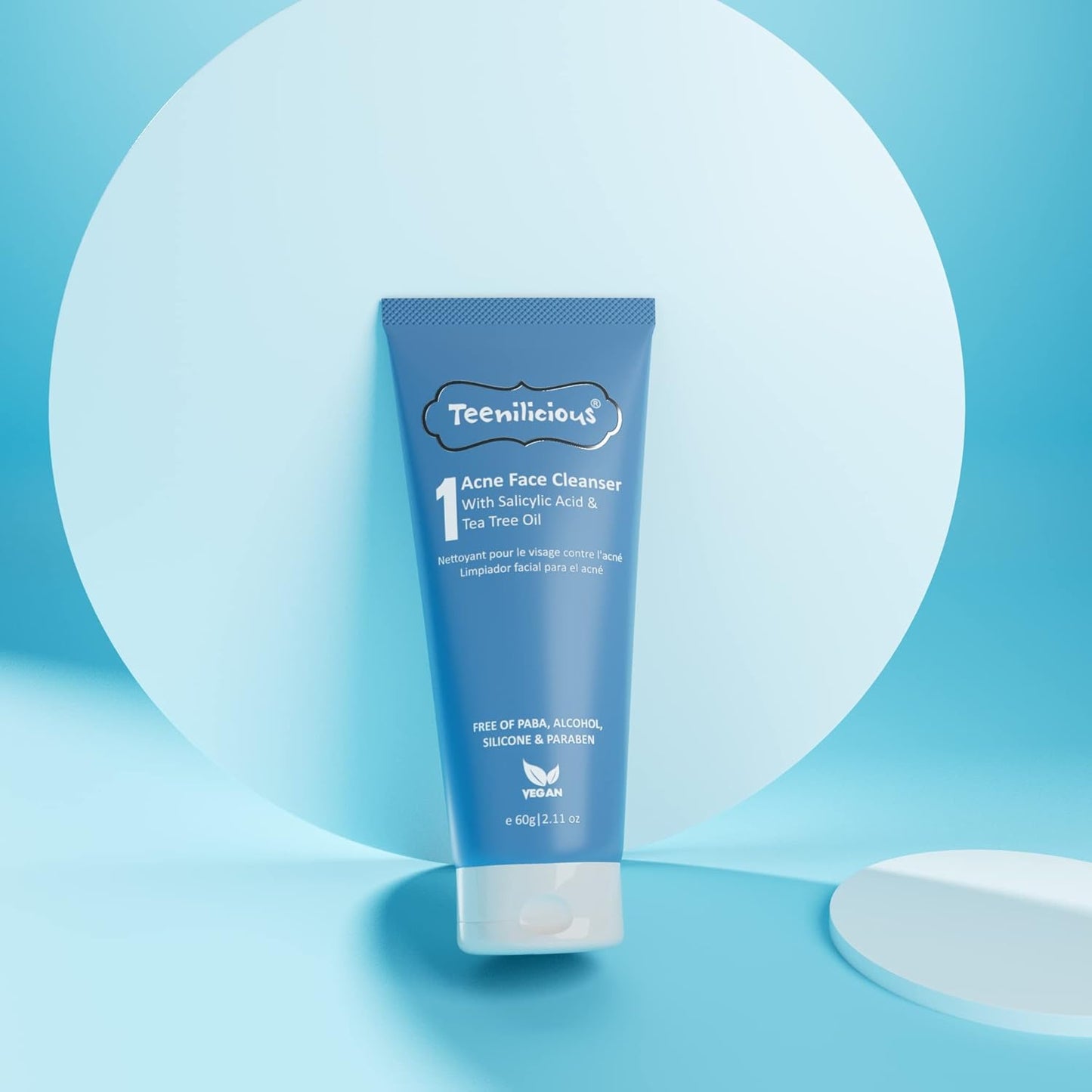 Teenilicious Acne Face Cleanser With 1.5% Salicylic Acid & Tea Tree Oil | Acne Face Cleanser For Men & Women | Face Cleanser For Blackheads & Whiteheads | For Oily Skin To Clear Skin Pores - 60gm