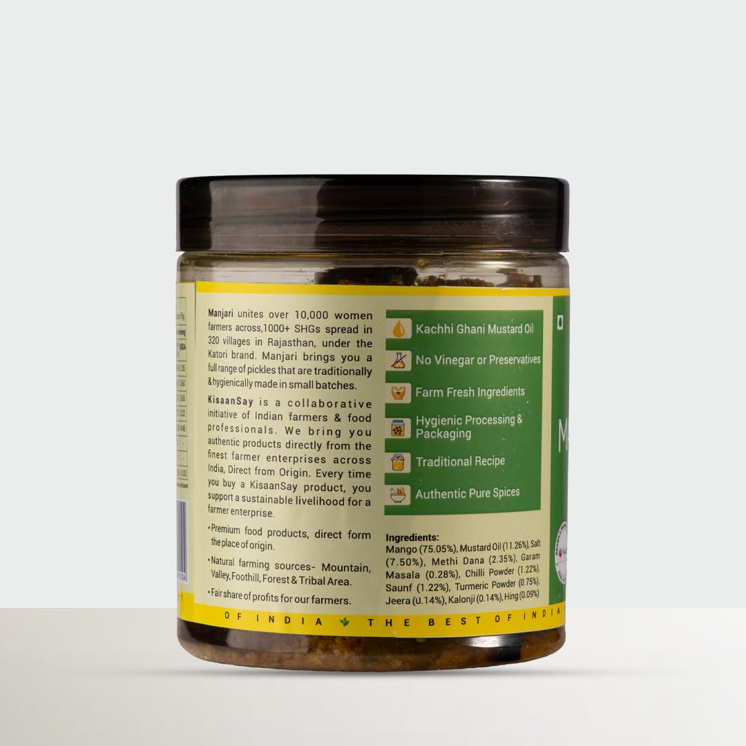 Rajasthani Mango Pickle 400GM | Natural Sun Dried | No Vinegar or Preservatives Homemade Traditional Indian Achaar | Less Oil home made Pickle in fresh | Sukha Aam Ka Achaar