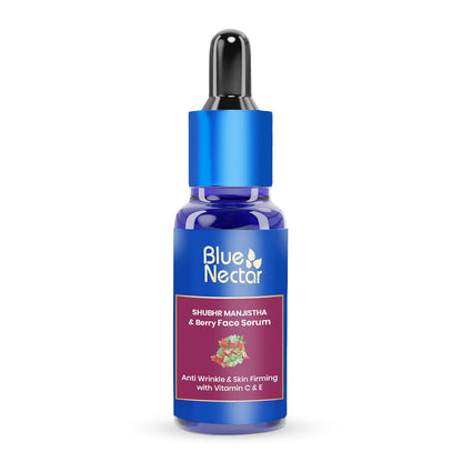 Blue Nectar Manjistha & Beauty Berry Face Serum | Anti-Wrinkles & Skin Firming with Vitamin C & E | Face Serum for Women & Men Glowing Skin (13 Herbs, 30 ml)