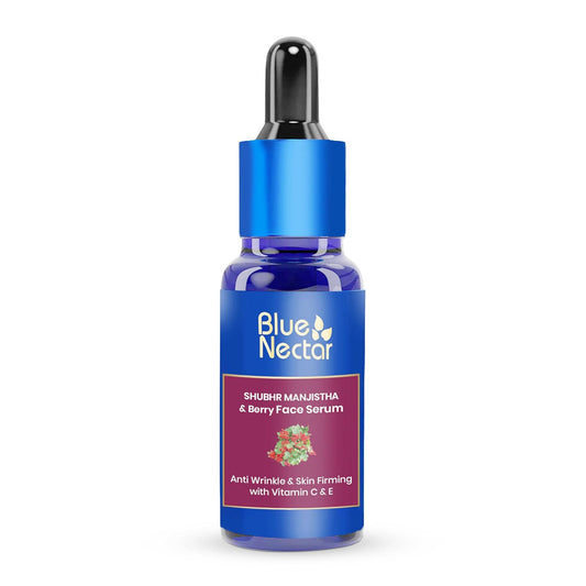 Blue Nectar Manjistha & Beauty Berry Face Serum | Anti-Wrinkles & Skin Firming with Vitamin C & E | Face Serum for Women & Men Glowing Skin (13 Herbs, 30 ml)