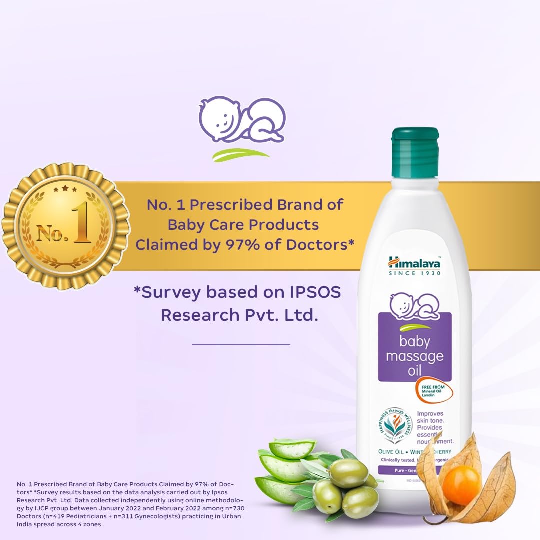 Himalaya Baby Massage Oil for Strong bones & muscles – 200ml | No.1 Doctor Prescribed