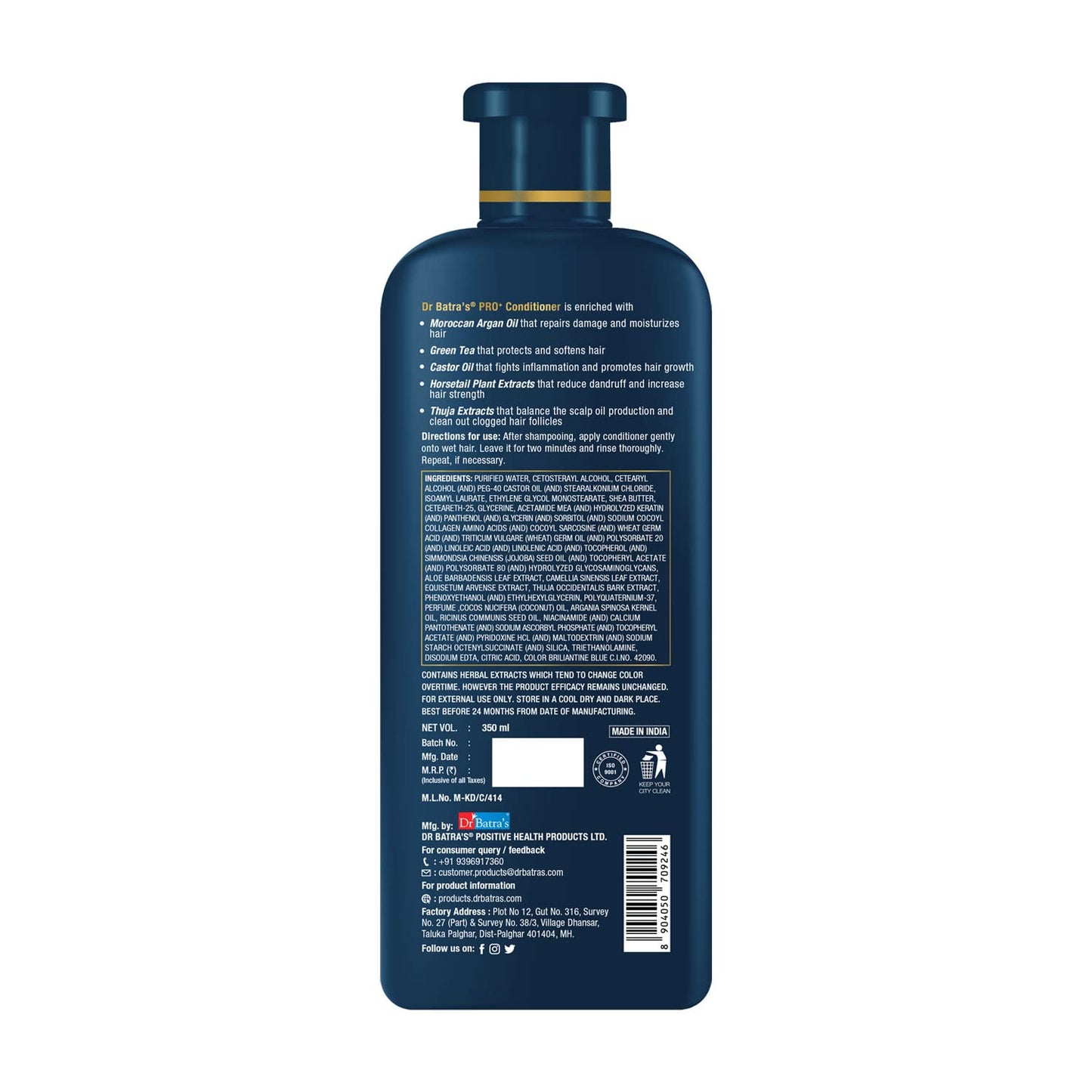 Dr Batra's Pro Conditioner 350Ml Each, Enriched With Moroccan Argan Oil, Green Tea, Vitamin B, For Healthy & Soft Hair, Damage Repair, Sls & Paraben Free