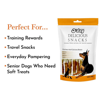 Pets Empire O'Dog Tasty Yummy Healthy Chicken and White Calcium Bone Treats for Dog (100 gm) Pack of (1)