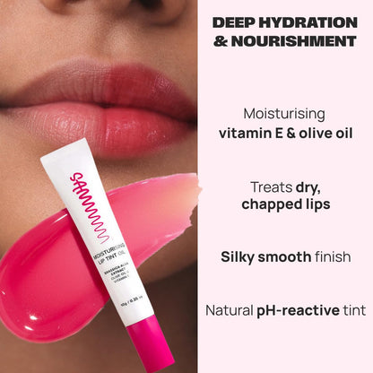 Sammmm LOVE Moisturizing Lip Tint Oil(10g) | pH Reactive Lip Oils with Natural, Glossy Pink Finish | Long-Lasting And Non-Sticky Liptint Infused with Olive Oil & Vitamin E | Formulated for Young Skin