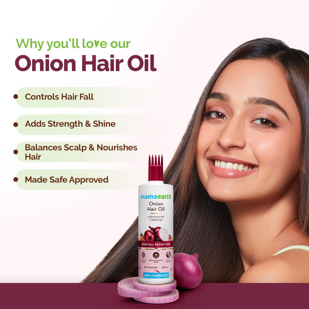 Mamaearth Onion Hair Oil with Onion Oil & Redensyl for Hair Fall Control | Boosts Hair Growth | Adds Strength & Shine | 200 ml