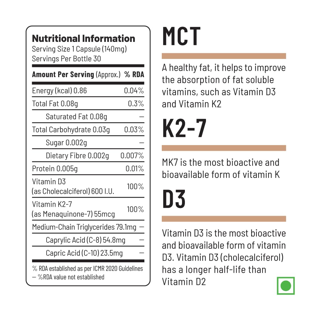 Zephivo Unived Basics D3+K2 (MK-7) | Vegan Vitamin D3 600 IU & Vitamin K2-7 (MenaquinGold) 55mcg | Immunity, Heart, Muscle, & Bone Health | Plant-Based & Natural | 30 Vegan Capsules

