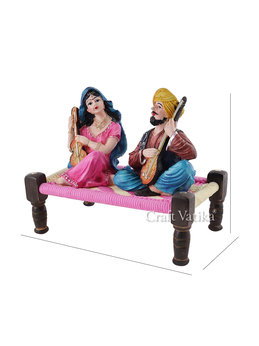 Resin Couple Idol, 11 x 9.5 x 6.5 Inches, Multicolour, Idol