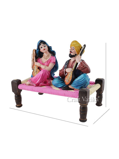 Resin Couple Idol, 11 x 9.5 x 6.5 Inches, Multicolour, Idol