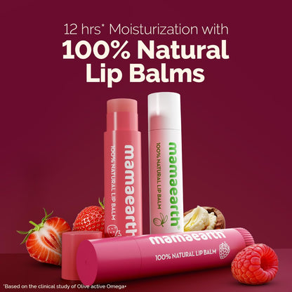 Mamaearth Nourishing Tinted 100% Natural Lip Balm With Vitamin E And Raspberry - 4 G | Gives 12-Hour Moisturization|For Dry&Chapped Lips|Naturally Pink |Natural Tint|Brightens |Tinted Lip Balm