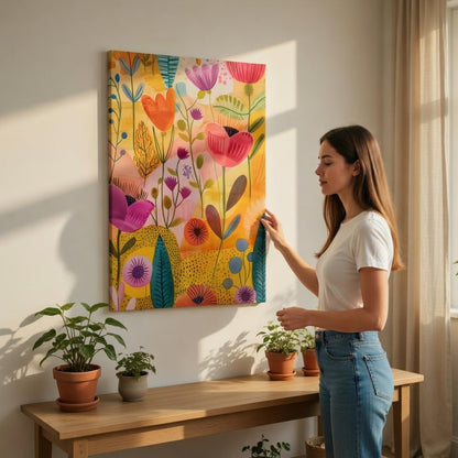 Vibrant Abstract Floral Meadow Canvas Wall Art(20 x 30 Inch)