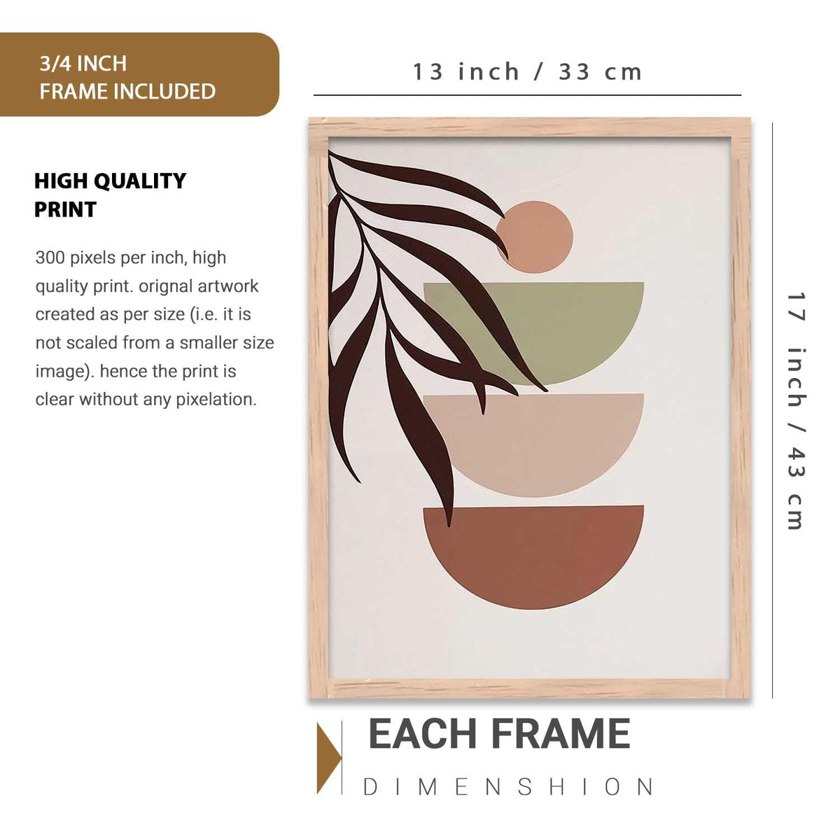 Boho Painting Wall Art Home Decoration Paintings With Frame For Living Room Bed Room Hotel Wall Decor Digital Reprint Set of 3 (13X17 inch)