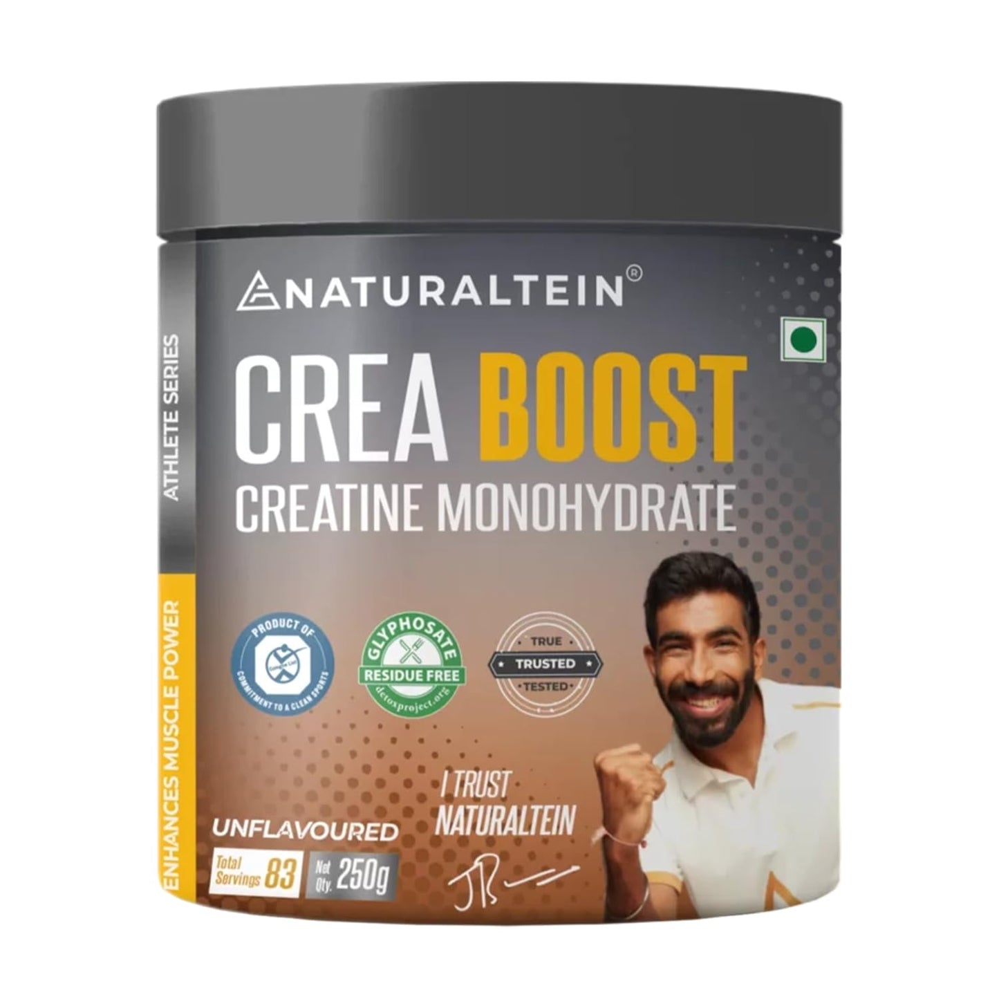 Container of Naturaltein Crea Boost Creatine Monohydrate on a white background