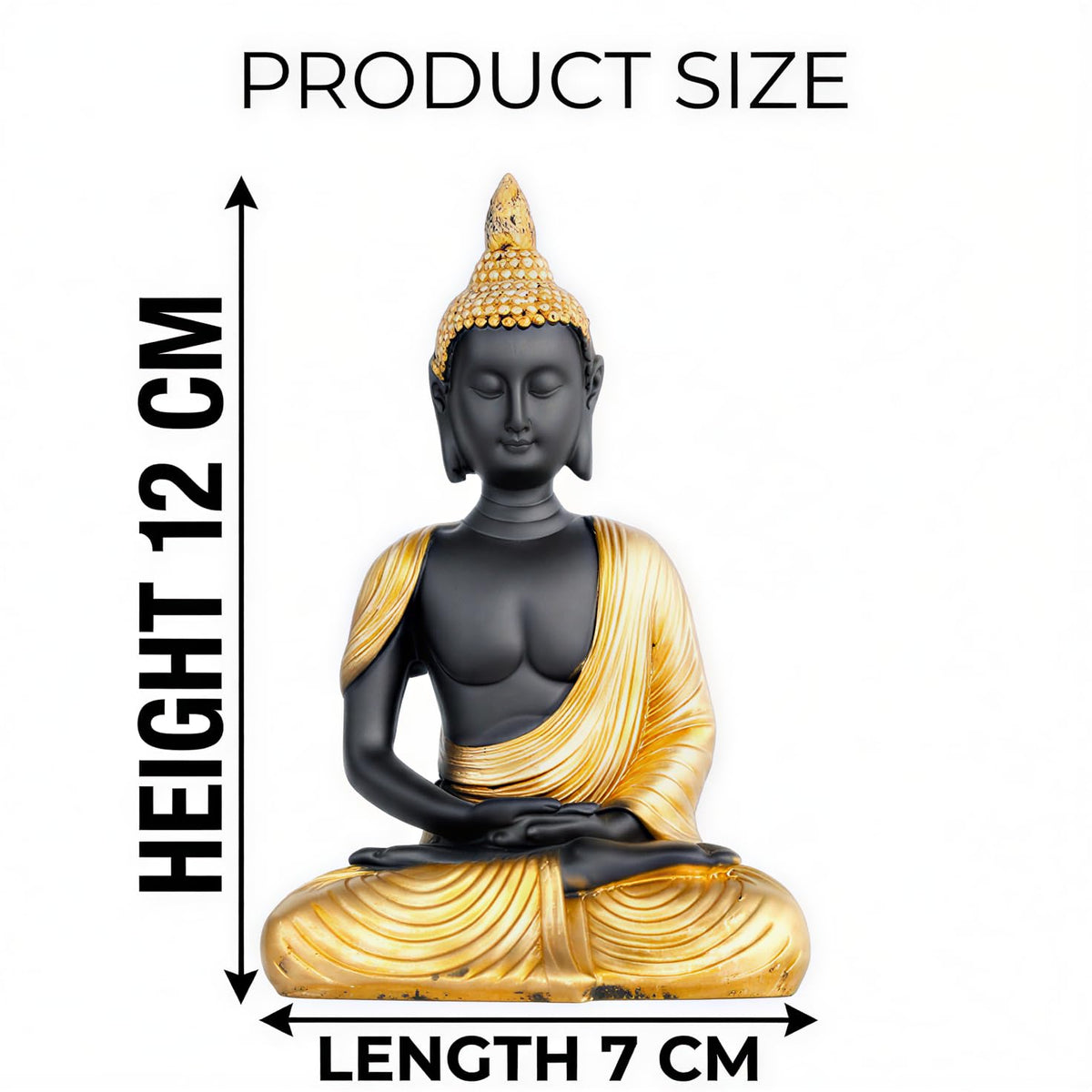 new Sitting Meditating Buddha Statue showpiece Idol Home Decor Items for Living Room and Gifts-GOL_BLK-DB13