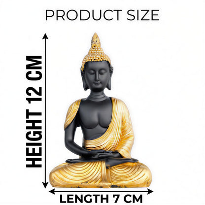 new Sitting Meditating Buddha Statue showpiece Idol Home Decor Items for Living Room and Gifts-GOL_BLK-DB13