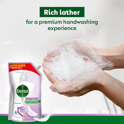 Dettol Liquid Hand wash Refill, Sensitive, 675ml | pH Balanced | 10x Better Germ Protection