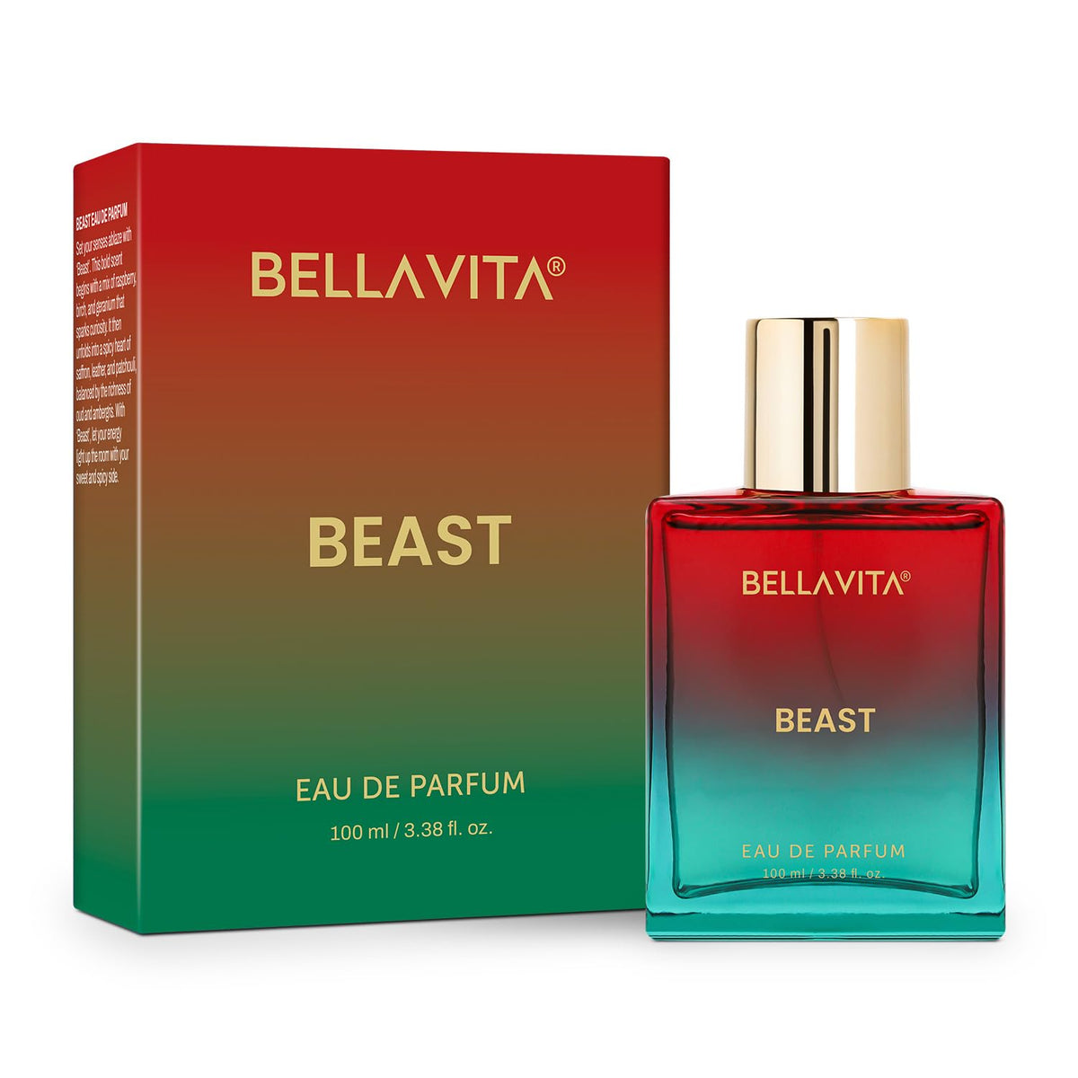 Bellavita Beast Eau de Parfum bottle and packaging on a white background