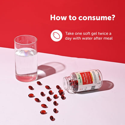 Neuherbs Deep Sea Heart Omega 3 Antarctic Krill Oil 1000mg With 2X Astaxanthin, Phospholipids, Vitamin E & D3 | Supports Heart, Brain & Muscle Health | Lemon Flavour | 30 Softgels