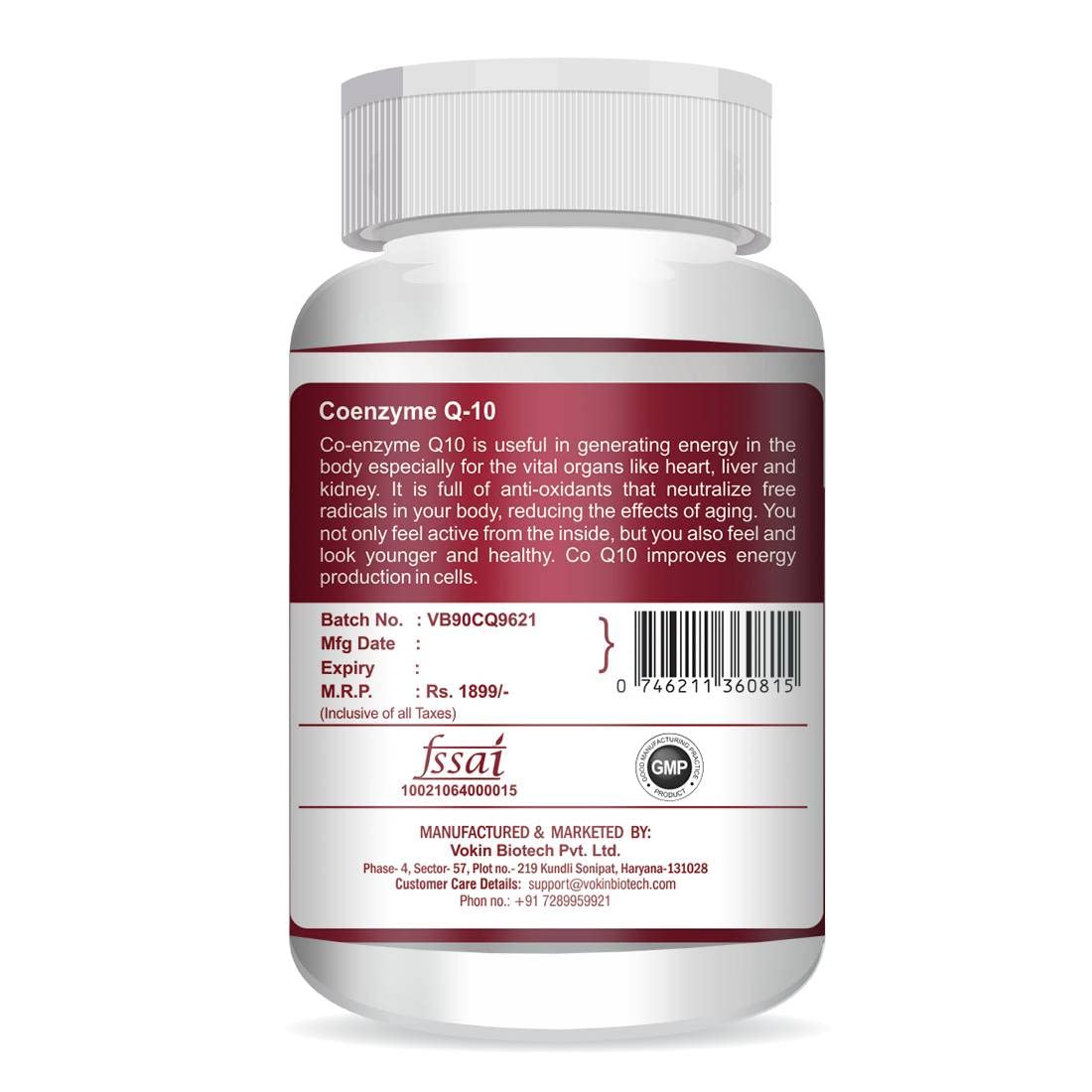 Coenzyme Q-10 supplement bottle with label on a white background
