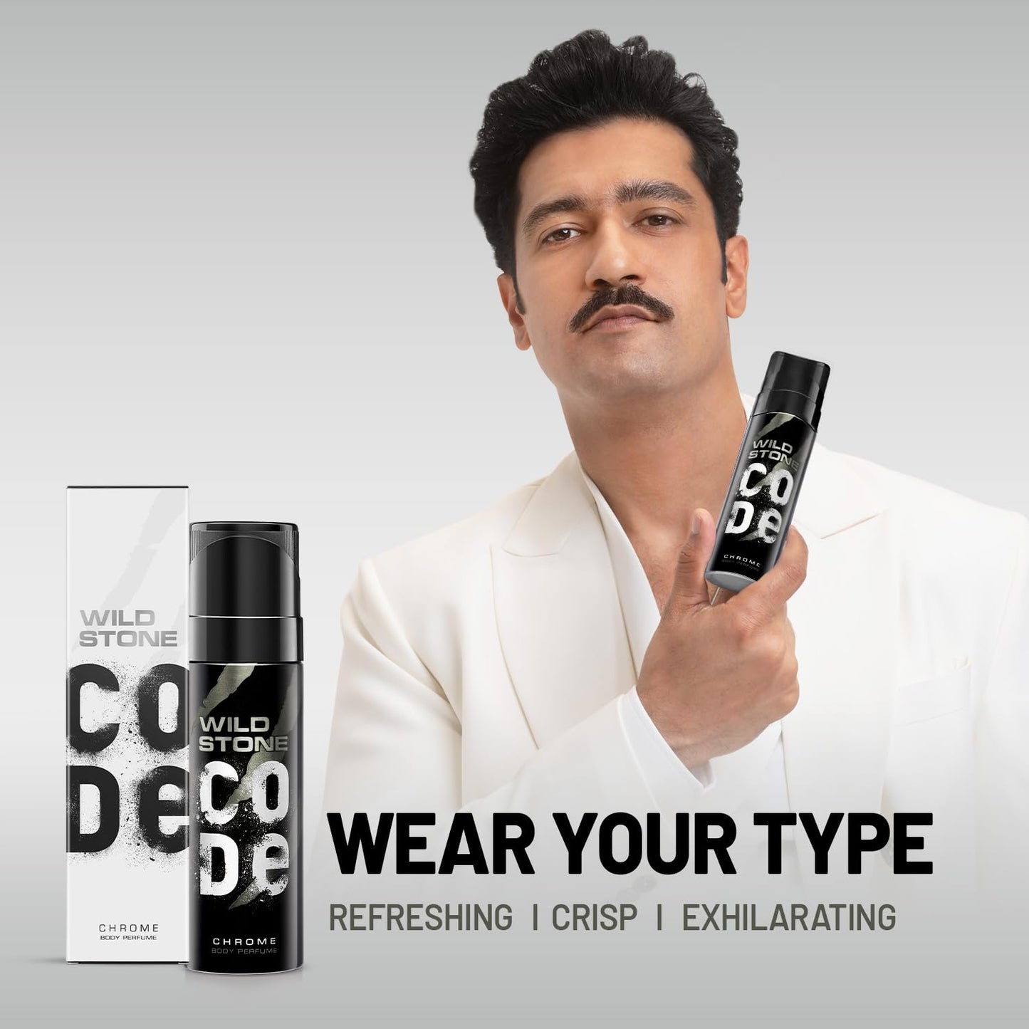 Man holding Wild Stonedeo bottles with product packaging on a gray background