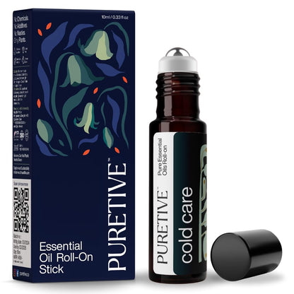 PURETIVE essential oil roll-on stick with packaging on a white background