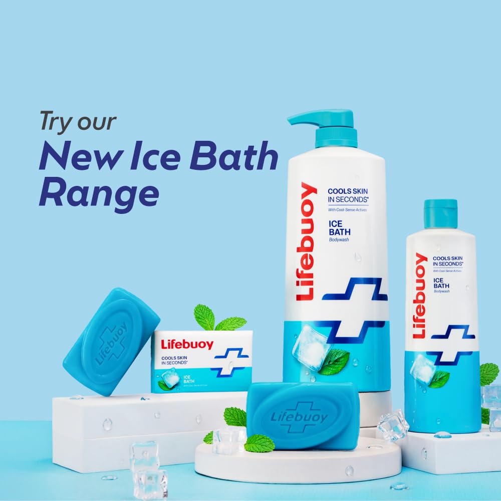 LIFEBUOY Ice Bath Soap Combo Pack of 5, 125g each, for Rapid Heat Relief, with Menthol and Cool Sense Actives, Refreshing Fragrance, Designed for Indian Summer, for Men and Women