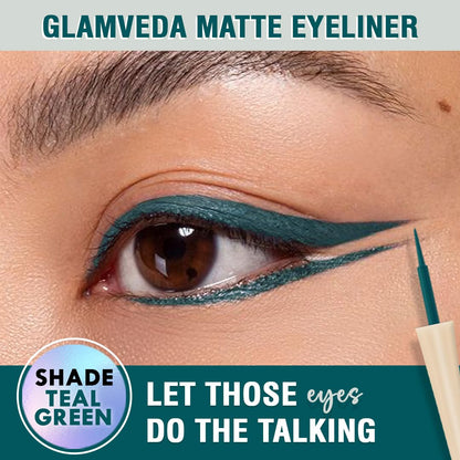 Glamveda Liquid Eye Liner, Teal Green, Long Lasting Matte Waterproof Liner - Smudge Proof, Transfer Proof Eye Makeup, Bold, Clean, Smudge-Free Look 24-Hour Long Stay 4.5 ml