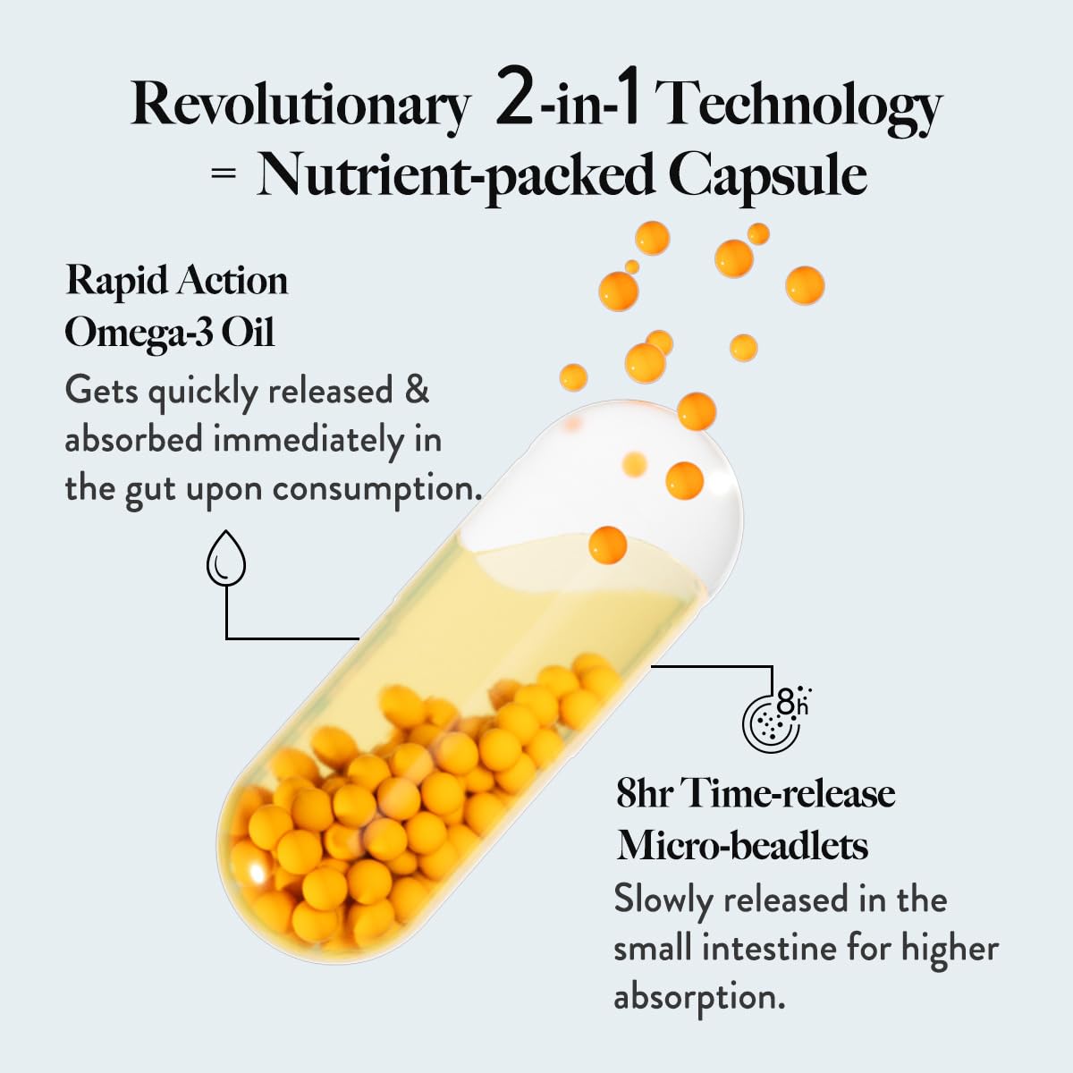 Zephivo Wellbeing Nutrition Slow Triple Strength Omega 3 Fish Oil Capsules for Men and Women 1240mg | 620mg EPA, 397mg DHA | Advanced Omega 3 Supplement with Curcumin for Brain, Joint & Heart (60 Capsules)