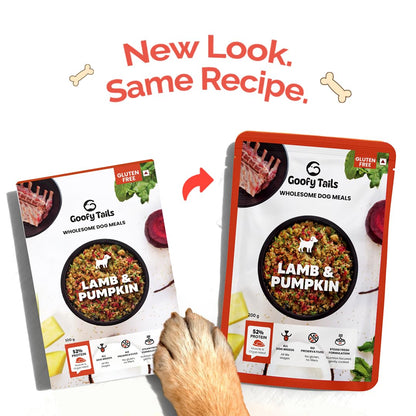 Goofy Tails Lamb & Pumpkin Wet Dog Food 200g (200g X 1 Pack), Wholesome, Human Grade, Preservative & Gluten Free, Taste Booster & Food Topper